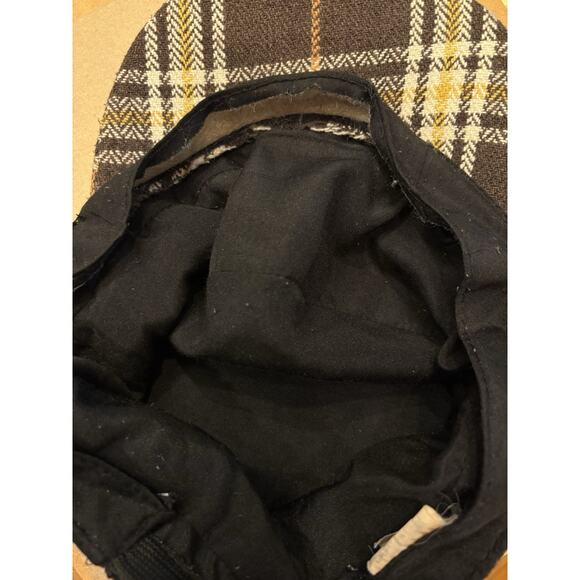 Plaid Newsboy Brown White Yellow Hat Cap Womens Preppy Retro Driving Wool Blend - Picture 9 of 10